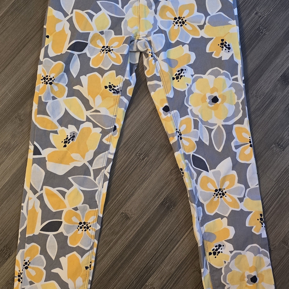 Girls Yellow Flower Jeans Size 6